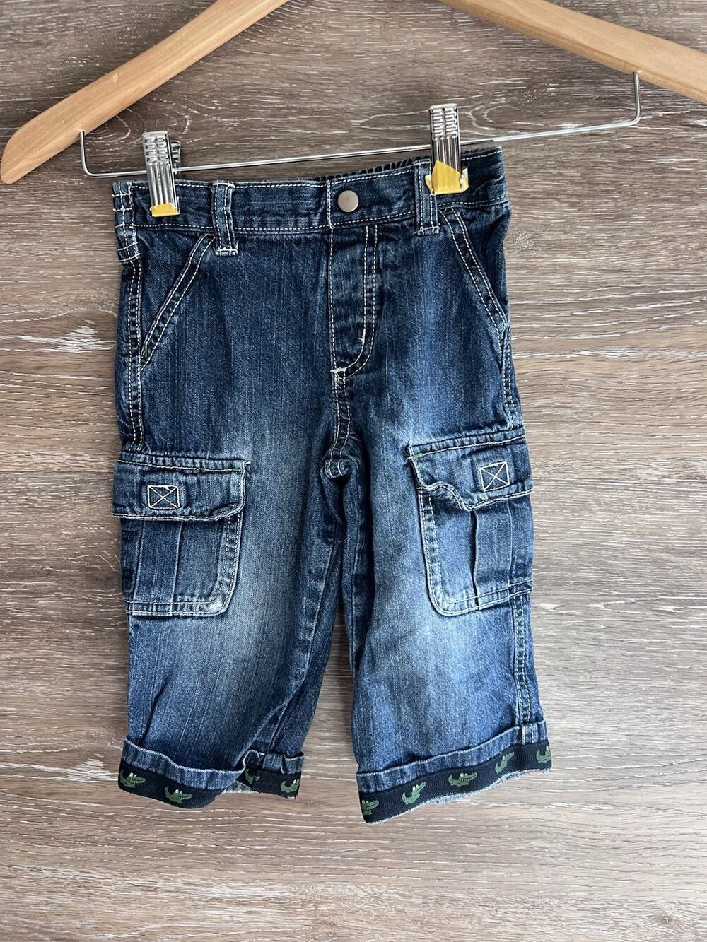 Gymboree Baby Boy 12 -18 M Alligator Crocodile Baby Denim Pants Jeans Cargo VTG
